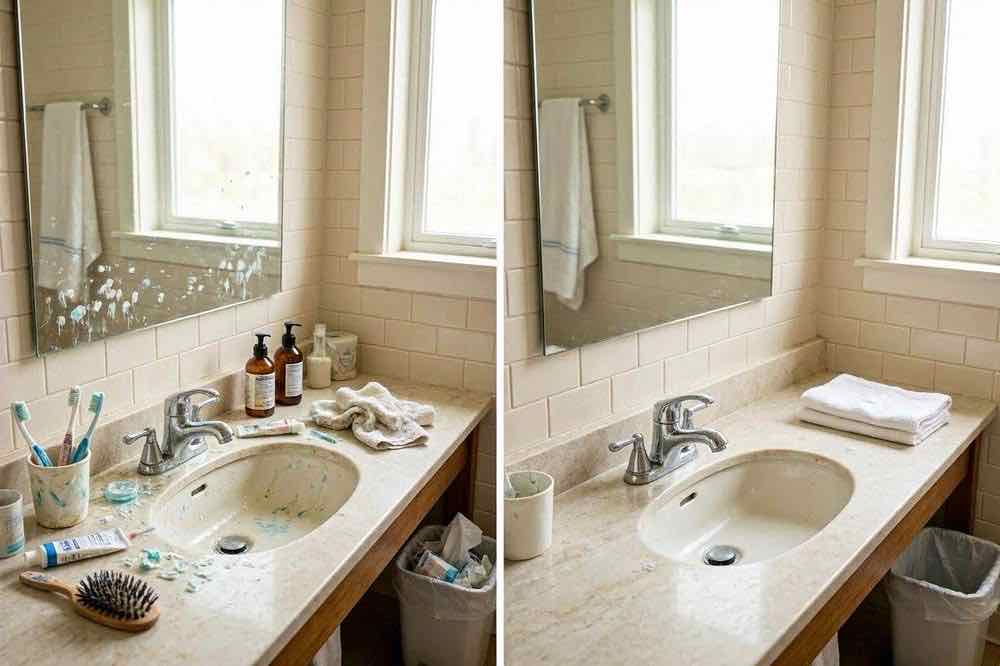 Bathroom before and after deep clean, Belfast
