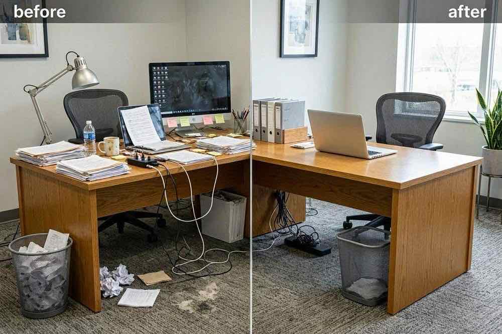 Office before and after cleaning, Belfast